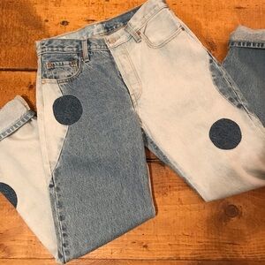 Fun Two-Tone Patch Work Jeans